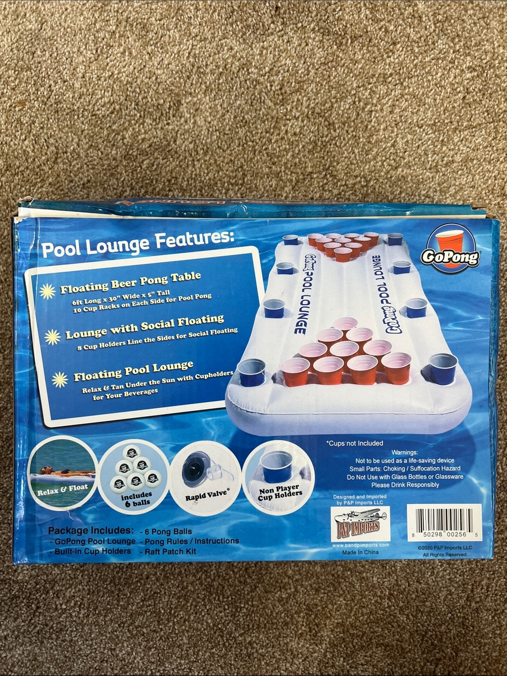 White Pool Lounge Floating Beer Pong Game - Picture 2 of 8